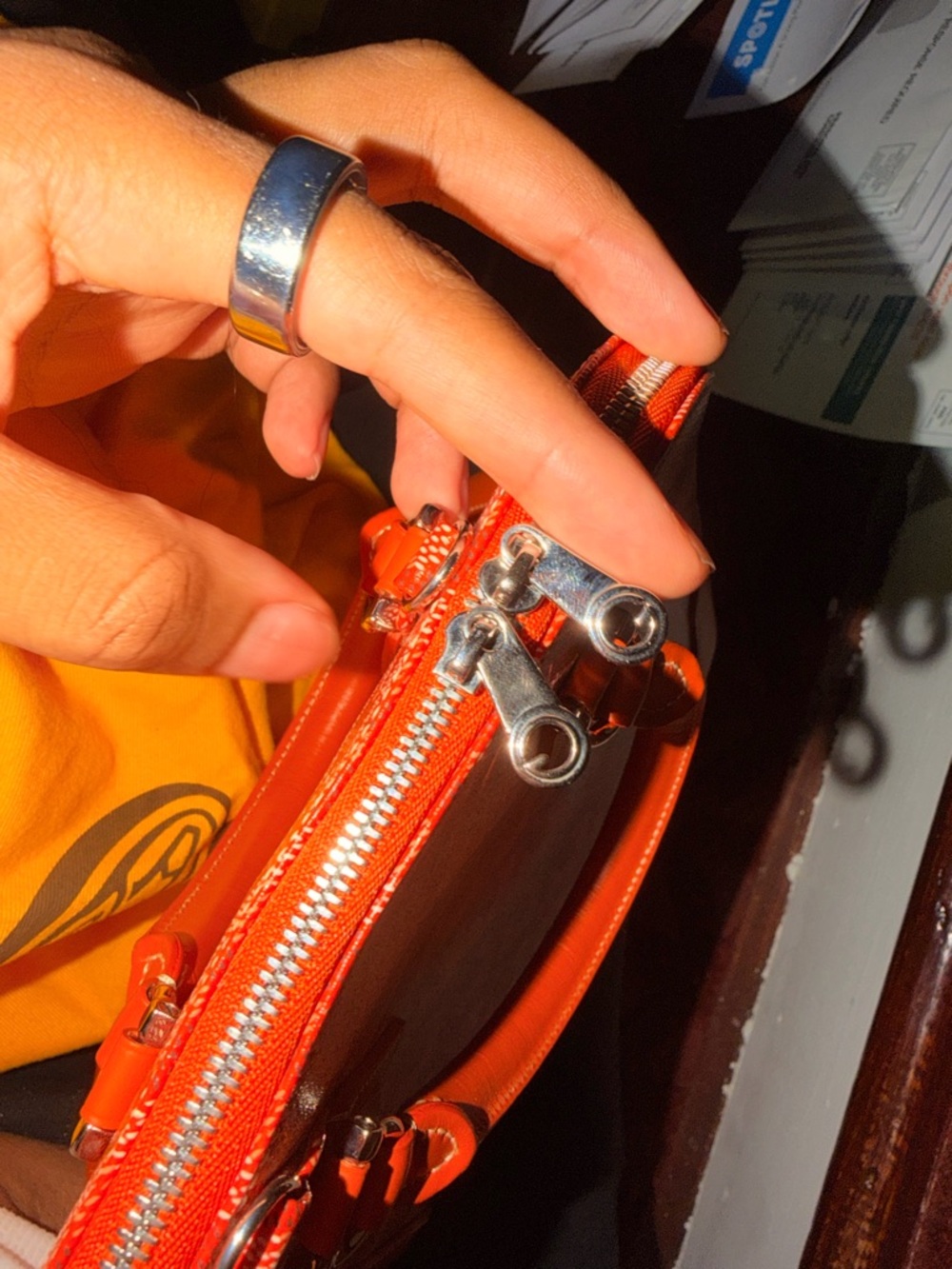 Goyard Orange Double-Zip handbag with Silver Hardware - Picture 2 of 9